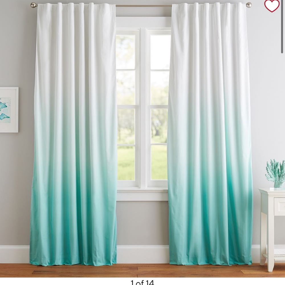 PBteen Ombre Teal Curtains 52x96